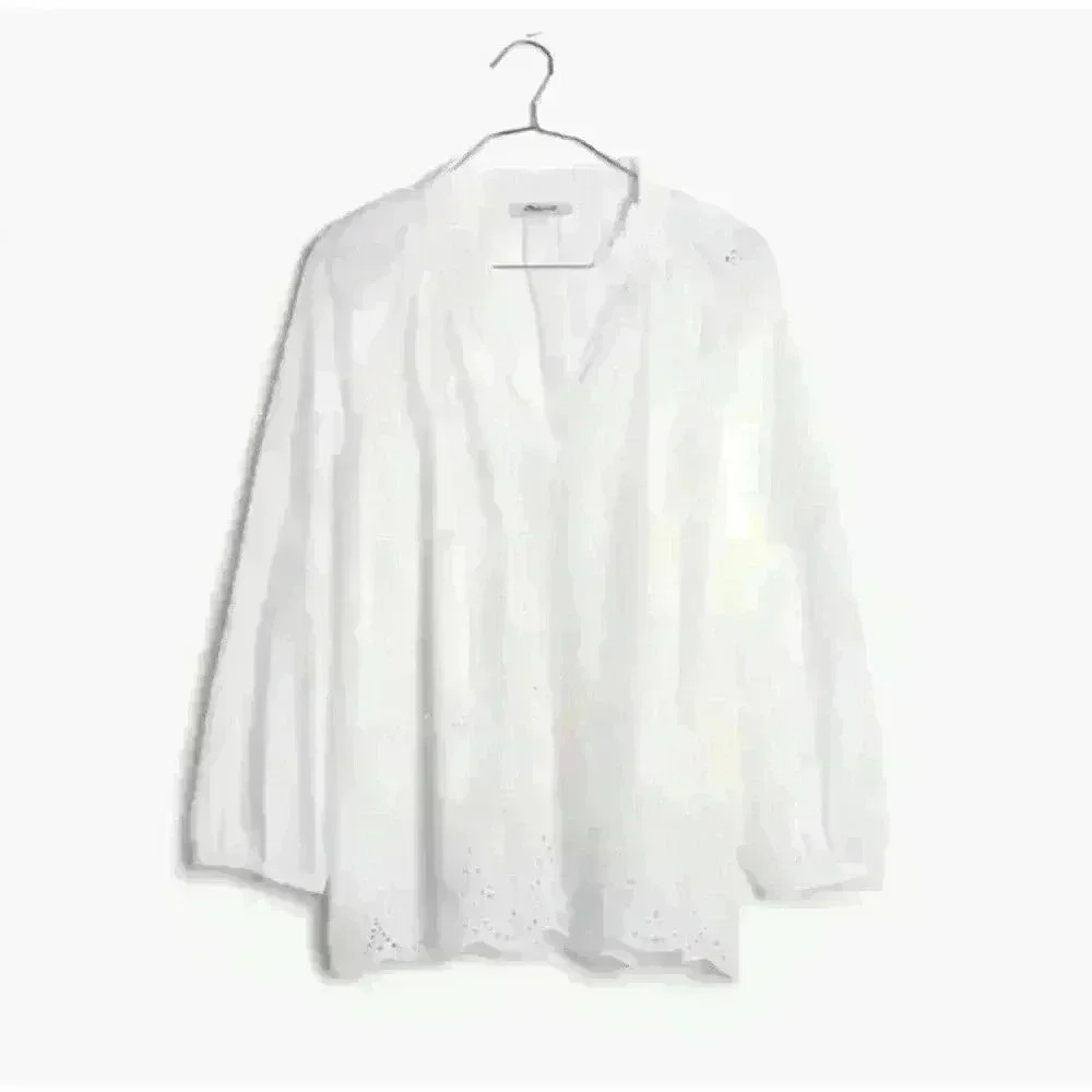 Women's Madewell Eyelet Popover White Top Size XXS